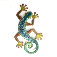 Jardín de color Stone Eye Gecko Metal áspero Decoración de pared de arte
